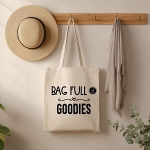 Custom Natural Canvas Tote Bag - Bag Full Of Goodies